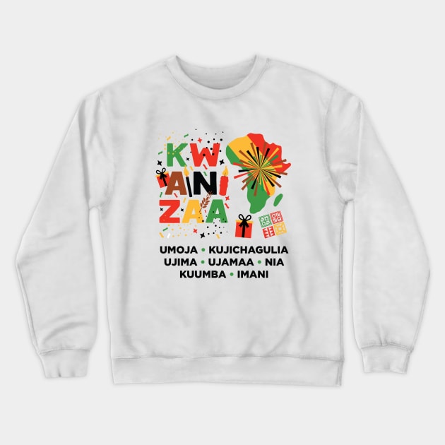 Happy Kwanzaa, Cultural Celebration. African mask and the African continent Crewneck Sweatshirt by Muse